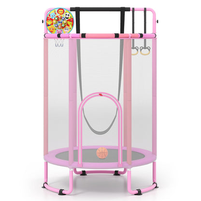 6-in-1 Kids Trampoline 140 cm Indoor Outdoor Trampoline with Swing-Purple
