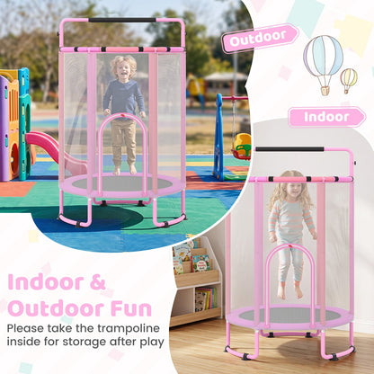 6-in-1 Kids Trampoline 140 cm Indoor Outdoor Trampoline with Swing-Purple