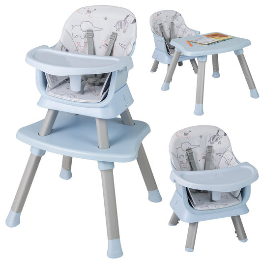 6-in-1 Baby High Chair with 5-Point Harness and Removable Tray-Blue