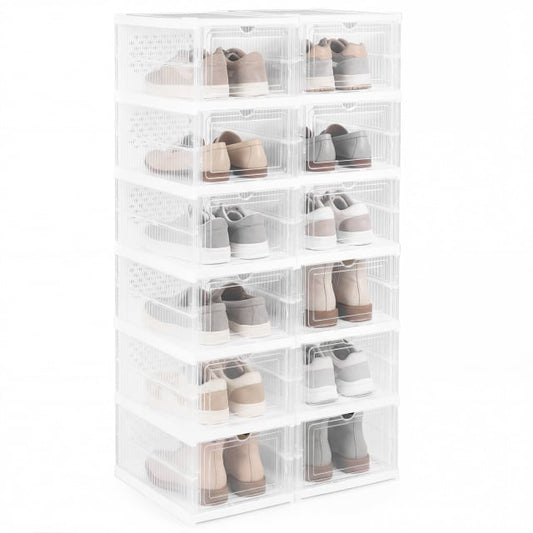 6-Tier Portable Shoe Organizer Set of 2 in Transparent
