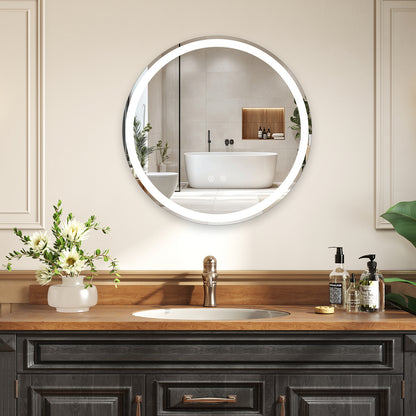 60 CM Round Wall Mounted LED Lighted Mirror with Adjustable Brightness