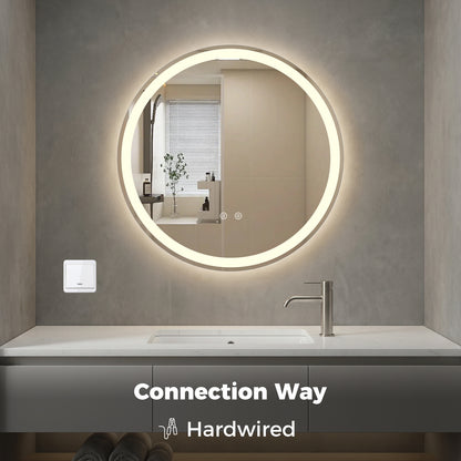 60 CM Round Wall Mounted LED Lighted Mirror with Adjustable Brightness