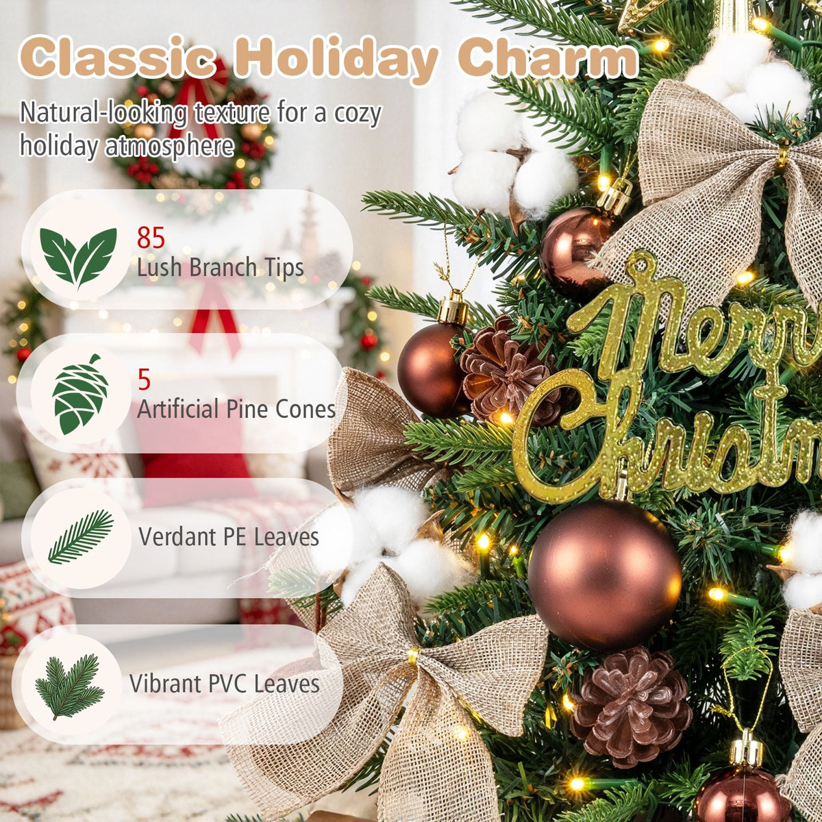 60 cm Tabletop Christmas Tree with Ornaments and 85 Branch Tips