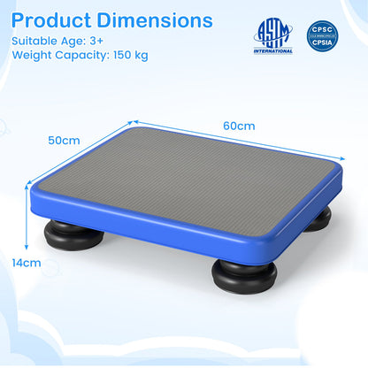 60 x 50 cm Kids Rebounder Bouncing Board with Elastic Rope and Non-Slip Base & Feet for Ages 3+-Blue