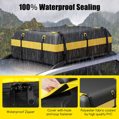 600L Waterproof Rooftop Cargo Carrier Bag Luggage Lock-Yellow