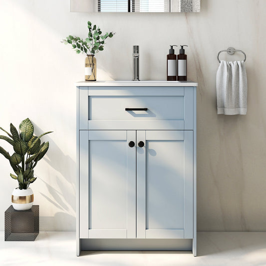 600mm Bathroom Vanity with Sink Bathroom Floor Vanity Cabinet-Grey