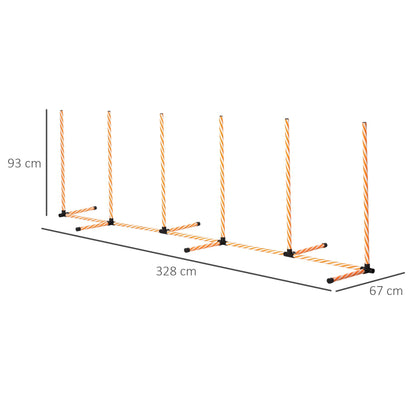 مجموعة أدوات تدريب التعرج من PawHut Dog Agility Weave Poles Course معدات Slalom مع حقيبة