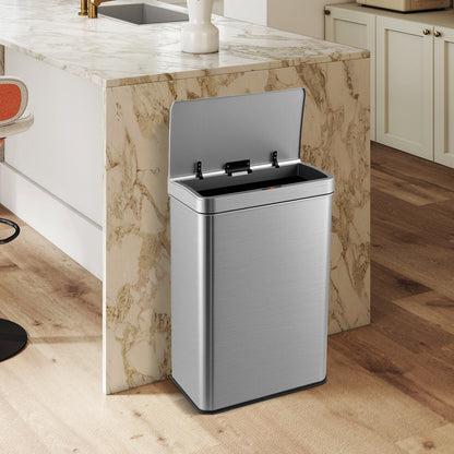60L Automatic Trash Can with Lid-Silver