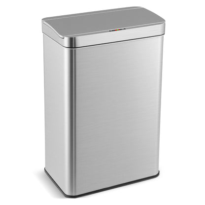 60L Automatic Trash Can with Lid-Silver
