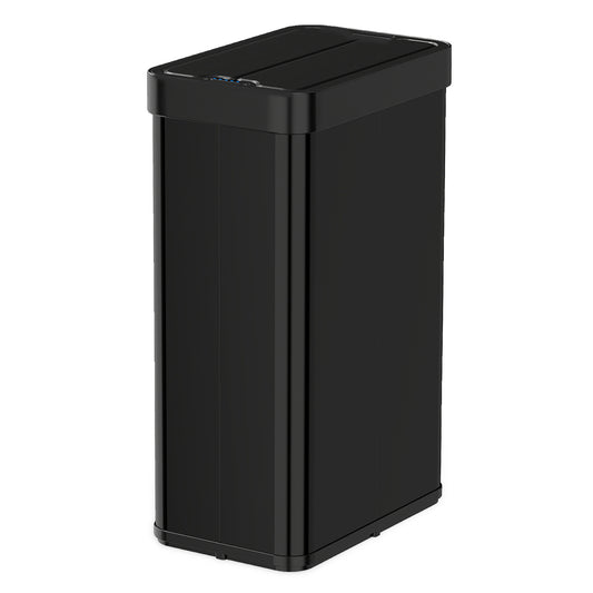 60L Trash Can with 2 Wing Lids Slim Automatic Touchless Waste Bin-Black