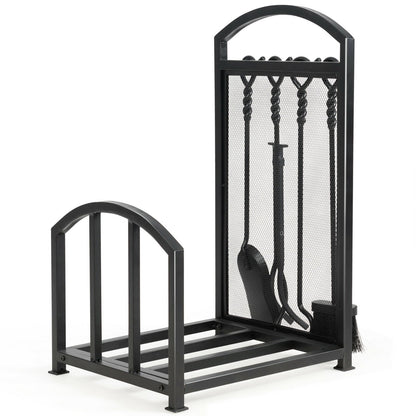 Firewood Rack with 4 Tools Fireplace Log Storage Holder Set
