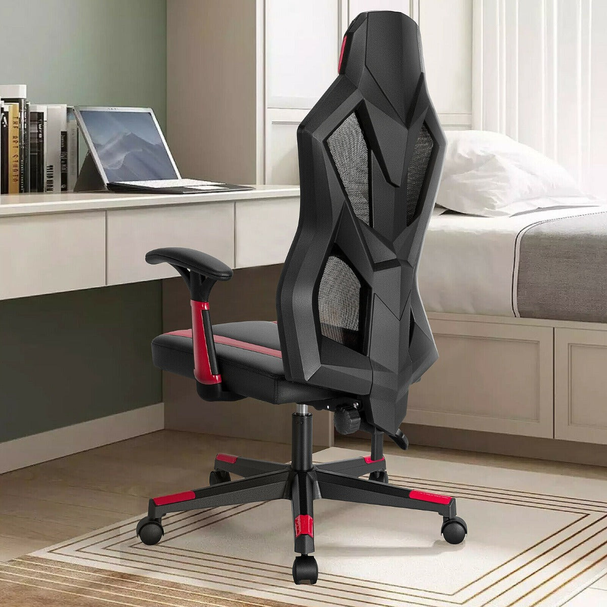 Racing Style Gaming Chair with Adjustable Back Height-Red