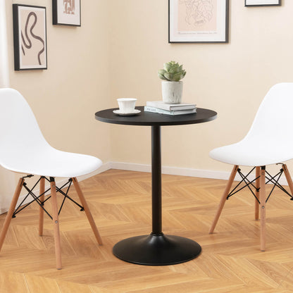 60 cm Round Dining Table with Metal Pedestal Base for 2-Black