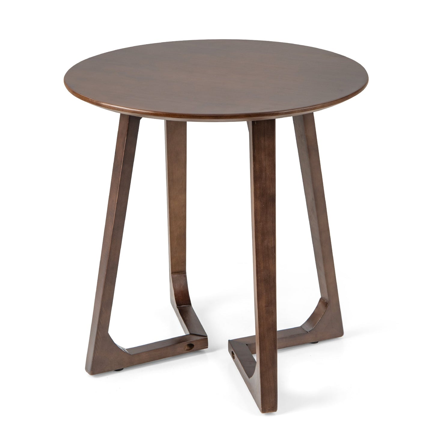 24" Round Coffee Table with V-shaped Legs for Lamps-Brown