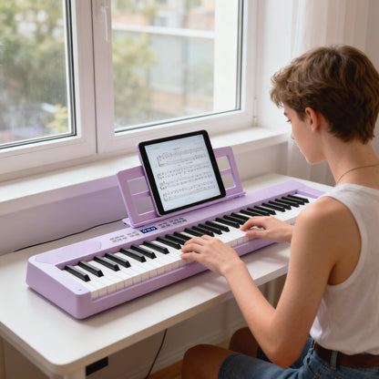 61-Key Foldable Piano Keyboard Full-size Electronic Keyboard with MIDI and Split Function-Purple