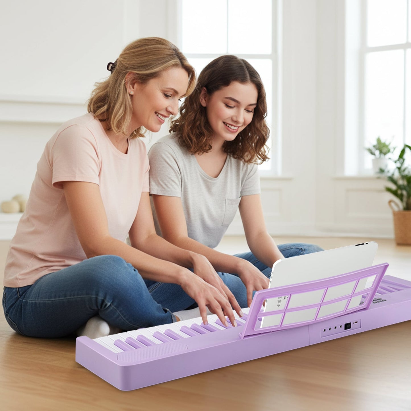 61-Key Foldable Piano Keyboard Full-size Electronic Keyboard with MIDI and Split Function-Purple