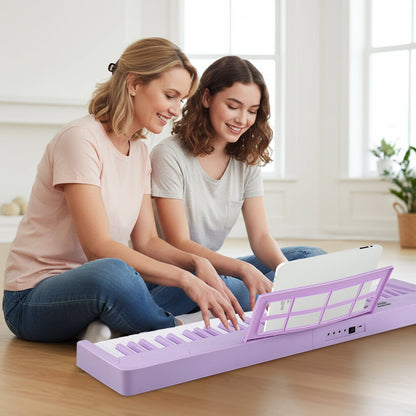 61-Key Foldable Piano Keyboard Full-size Electronic Keyboard with MIDI and Split Function-Purple