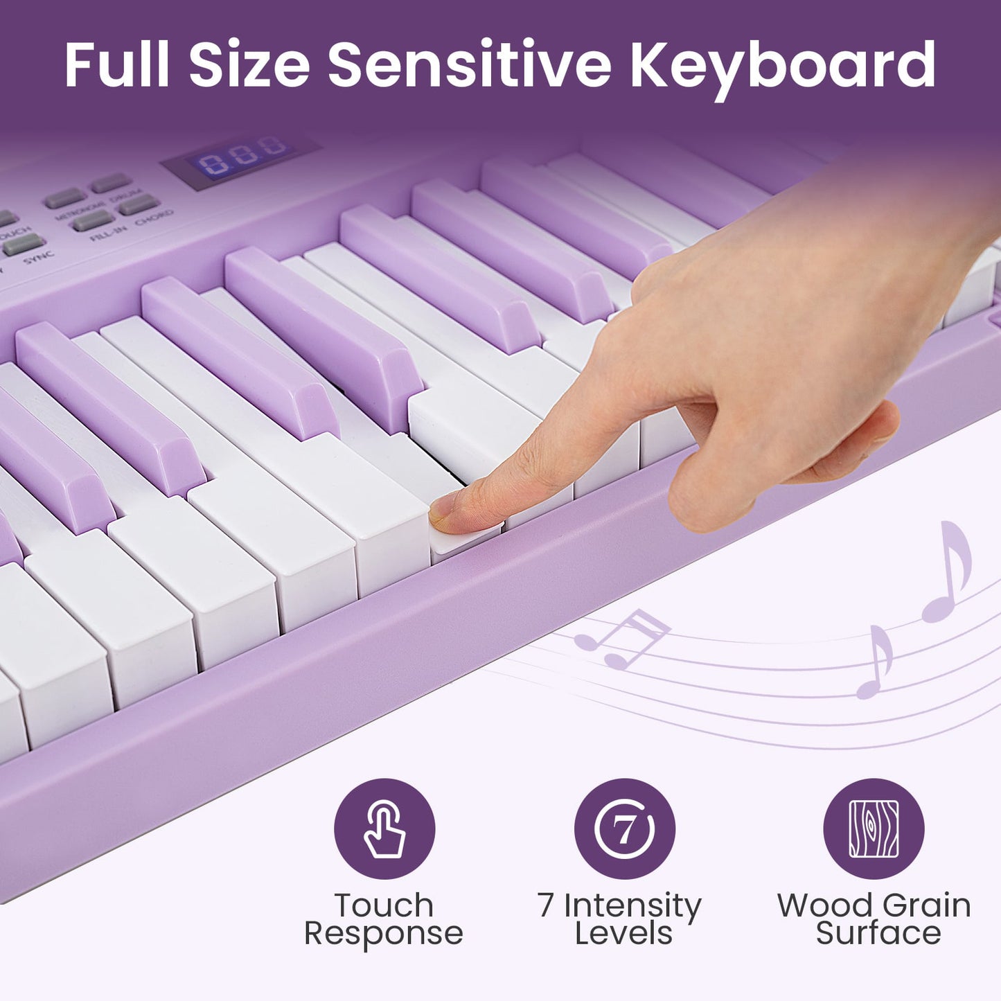 61-Key Foldable Piano Keyboard Full-size Electronic Keyboard with MIDI and Split Function-Purple