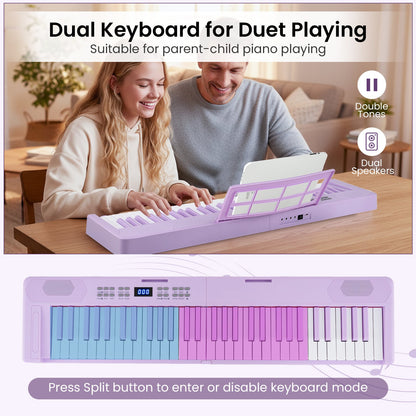 61-Key Foldable Piano Keyboard Full-size Electronic Keyboard with MIDI and Split Function-Purple