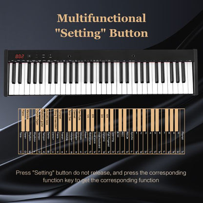 61-Key Portable Electronic Keyboard Piano with Stand and Stool