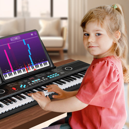 61 Key Keyboard Piano with Music Stand for Beginners-Black