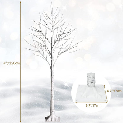 Silver Christmas Twig Tree with Warm White LED Lights for Indoor Decoration