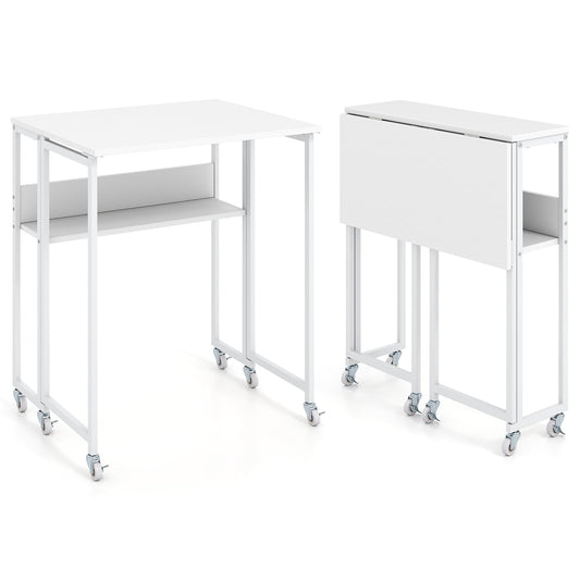 63 cm Small Folding Desk in White