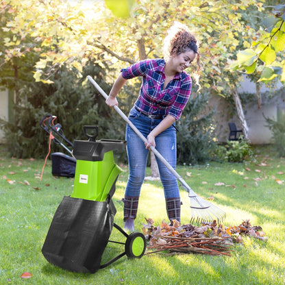 Outsunny Electric Garden Shredder Wood Chipper w/ Collecting Bag & Overload Protection