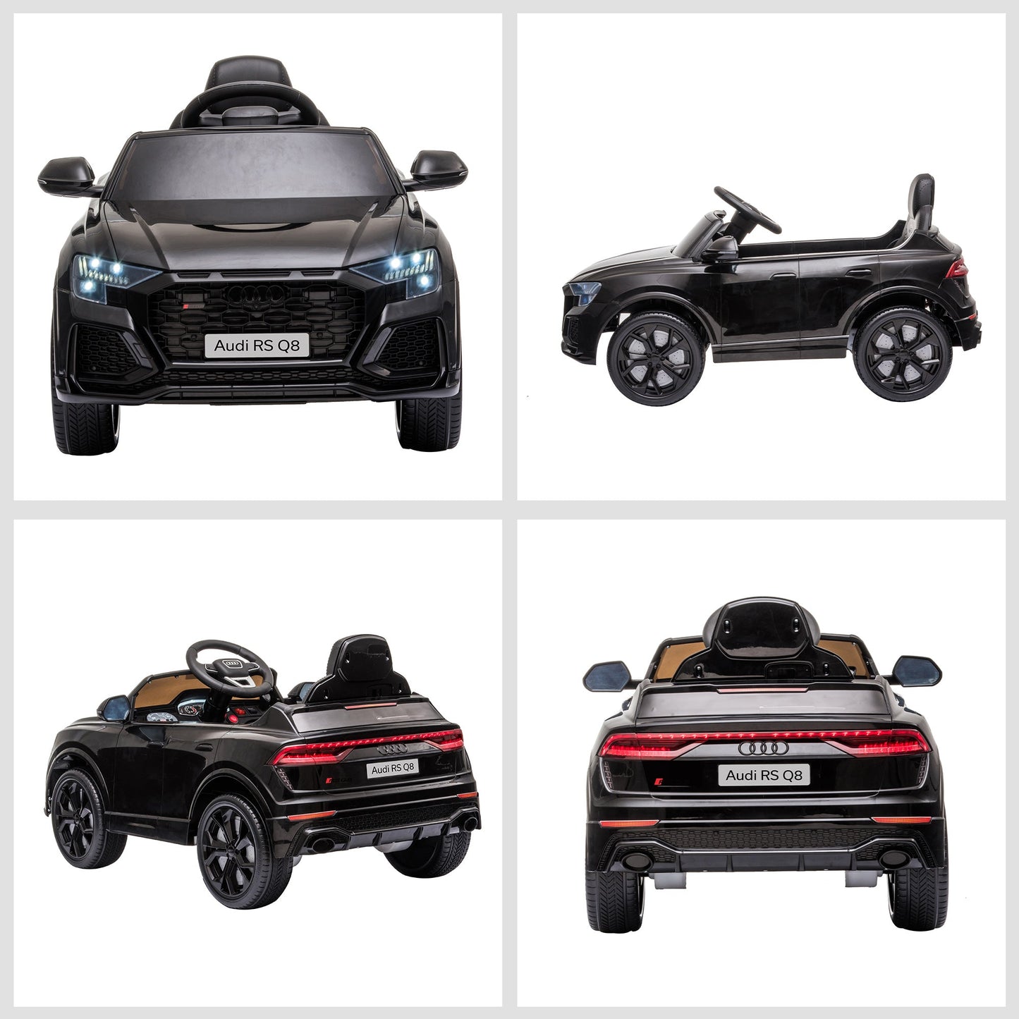HOMCOM Audi RS Q8 Licensed 6V Kids Electric Ride On Car Toy Car with Remote Control Music Lights USB MP3 for 3-5 Years Old Black