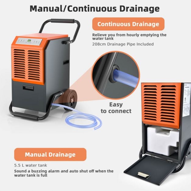 63L Commercial Dehumidifier with 24H Timer and Auto Defrost-Grey
