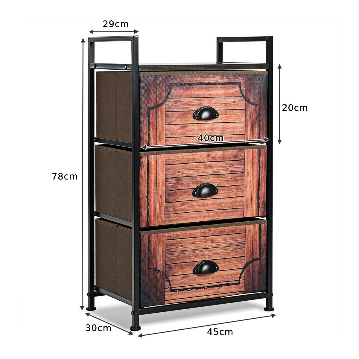 Storage Unit with 3 Fabric Drawers and Sturdy Steel Frame