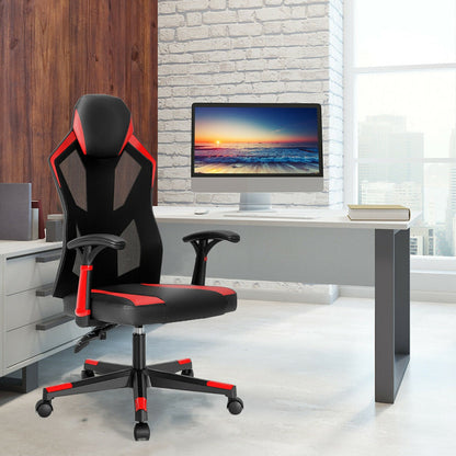 Racing Style Gaming Chair with Adjustable Back Height-Red