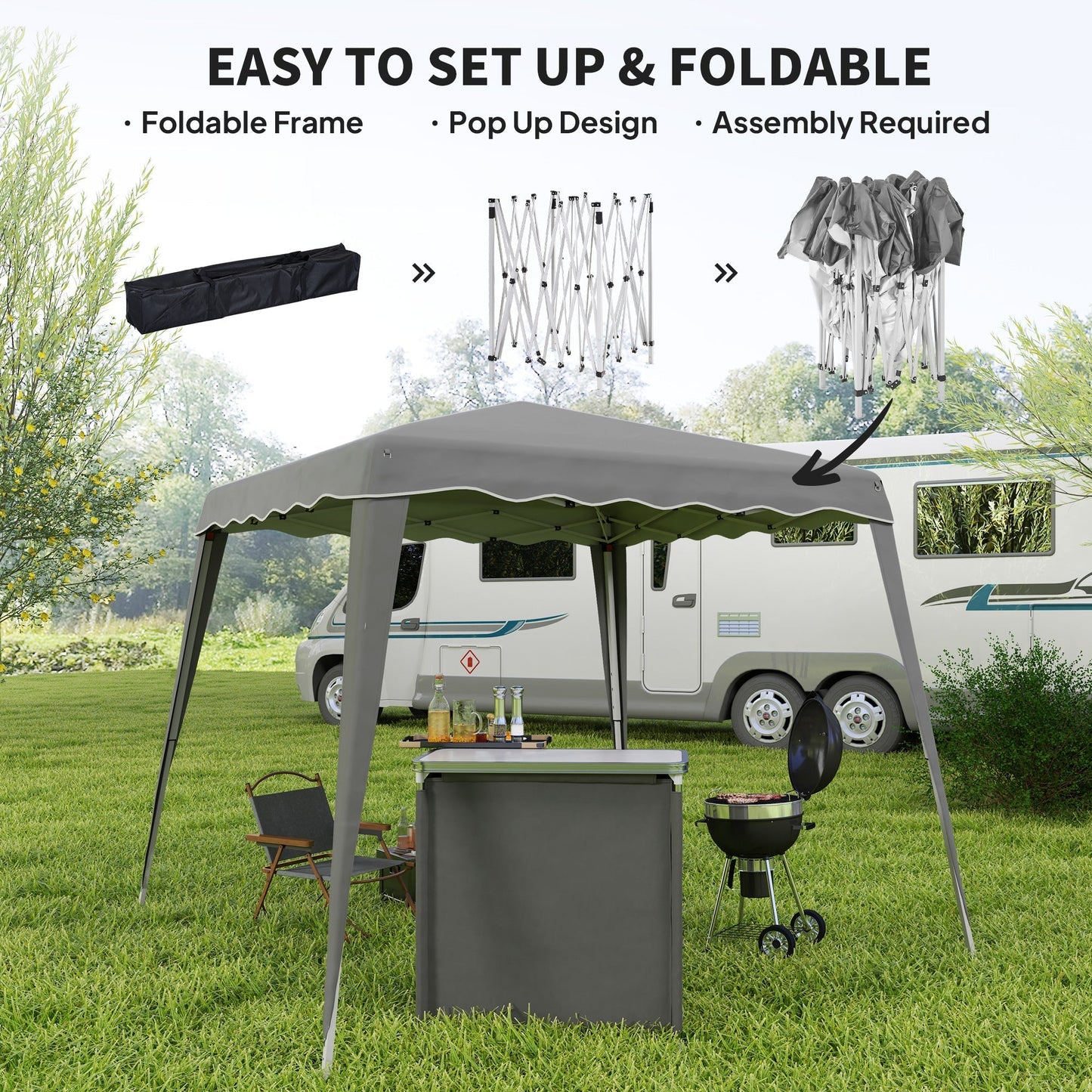 Outsunny 2.5 x 2.5M Pop up Garden Tent - Grey