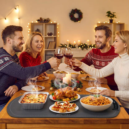 65 x 40 cm Food Warming Mat with Rapid Heating and Carrying Bag Included-Grey