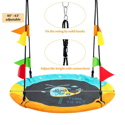 100cm Round Saucer Tree Swing with Heights Adjustable Rope