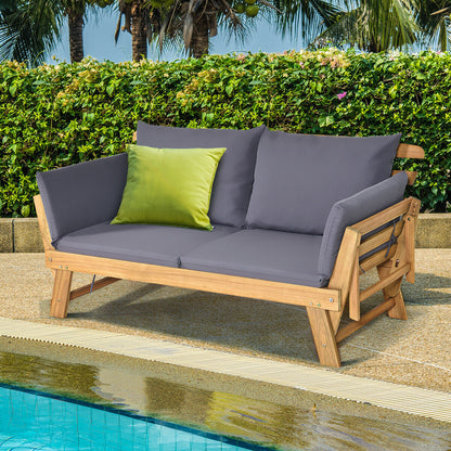 3 in 1 Convertible Cushioned Loveseat Lounger Couch with Pillows-Grey