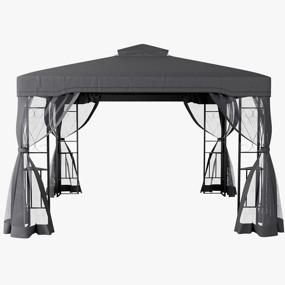 6x3M Premium Iron Pergola with Retractable Canopy and Mesh Screens