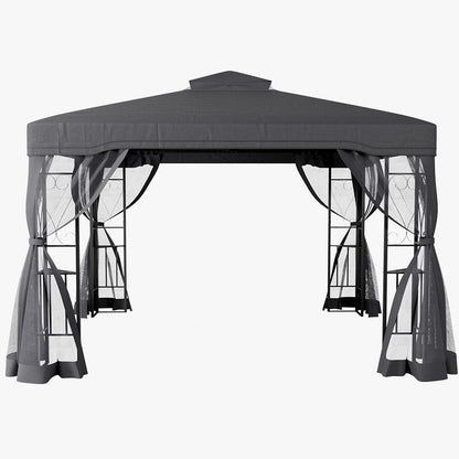 6x3M Premium Iron Pergola with Retractable Canopy and Mesh Screens
