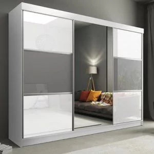 Manhattan High Gloss 3 Door Sliding Door Wardrobe - White