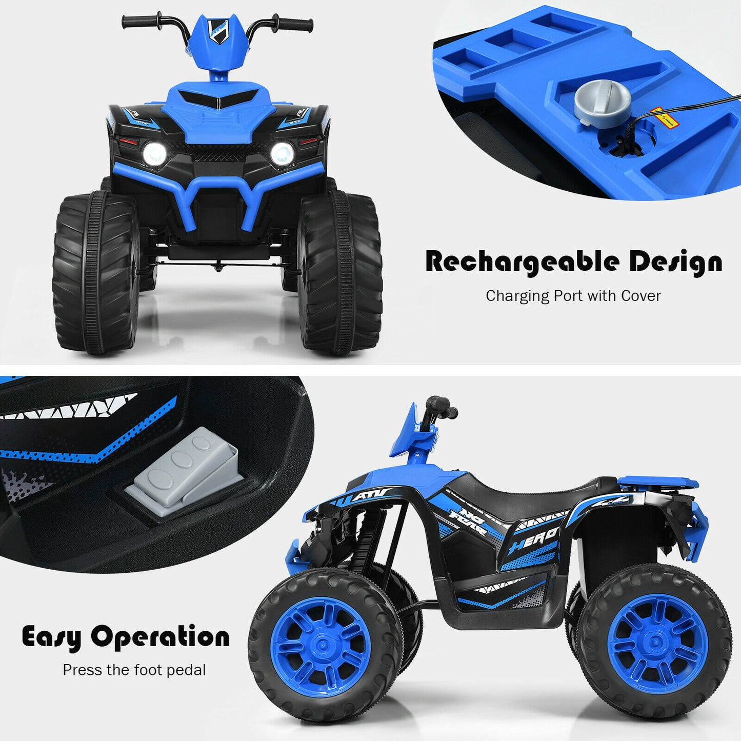 12v Electric Kids Ride On ATV / Quad Bike-Blue