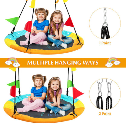 100cm Round Saucer Tree Swing with Heights Adjustable Rope