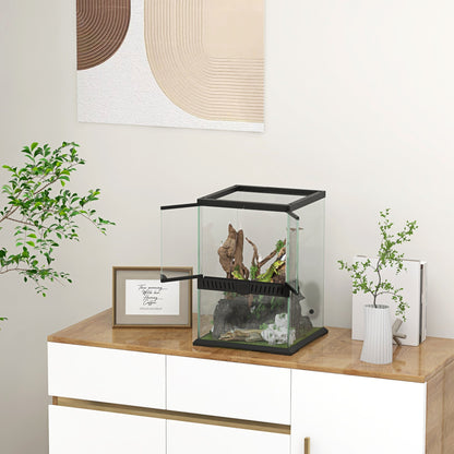 PawHut 40L Vivarium for Lizards Frogs Snakes Turtles Tortoises w/ Anti Escape Design, Ventilation