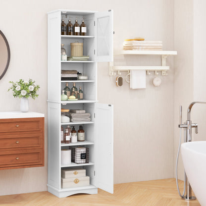 67 Inch Floor Storage Bathroom Cabinet with 5 Adjustable Shelves-White