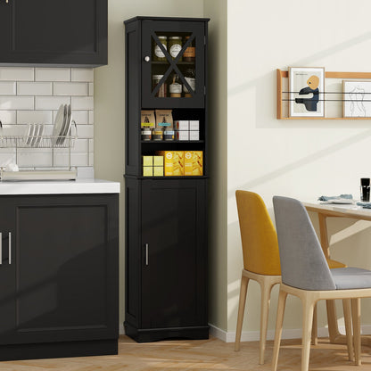 67 Inch Floor Storage Bathroom Cabinet with 5 Adjustable Shelves-Black