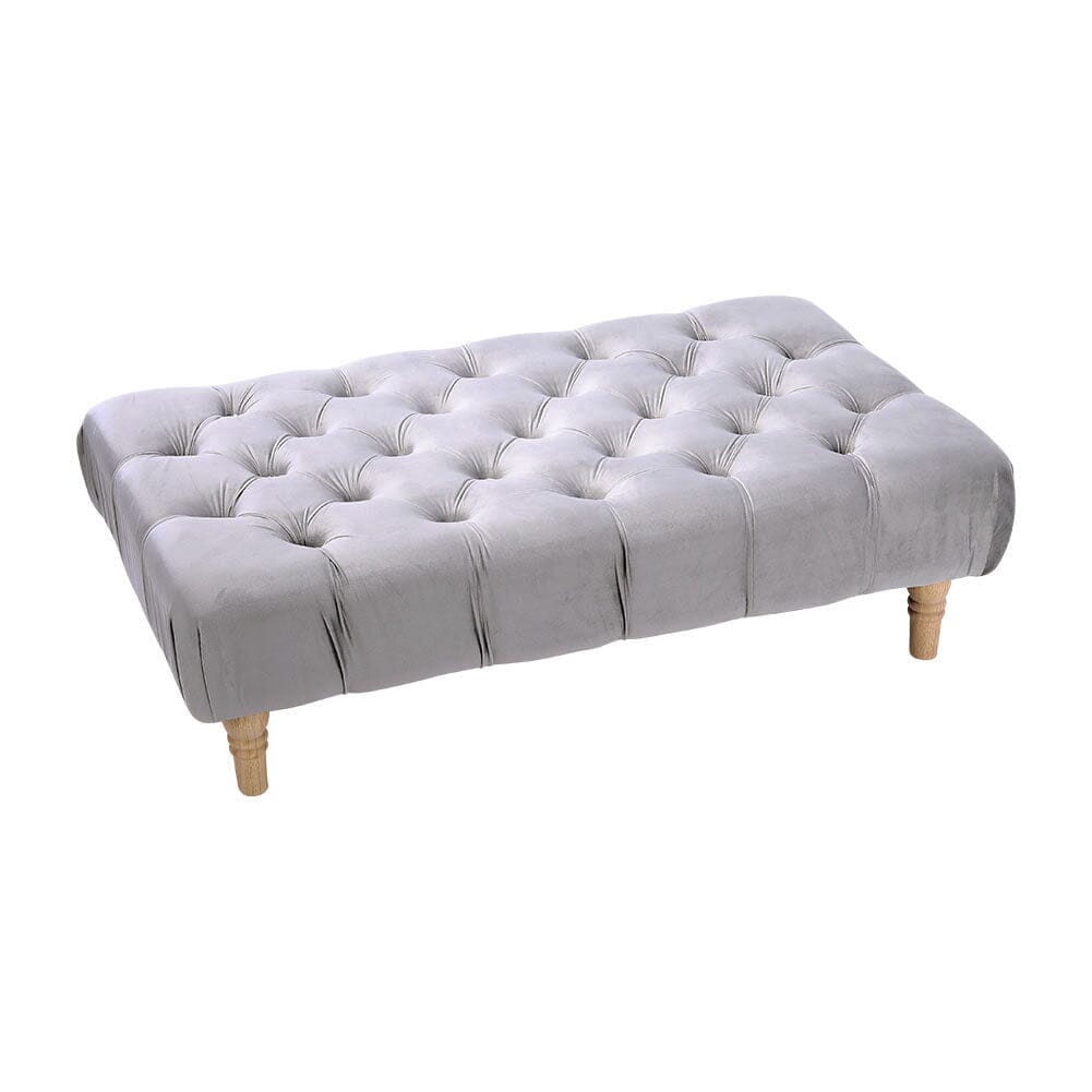 Vintage Button-tufted Rectangular Velvet Footstool