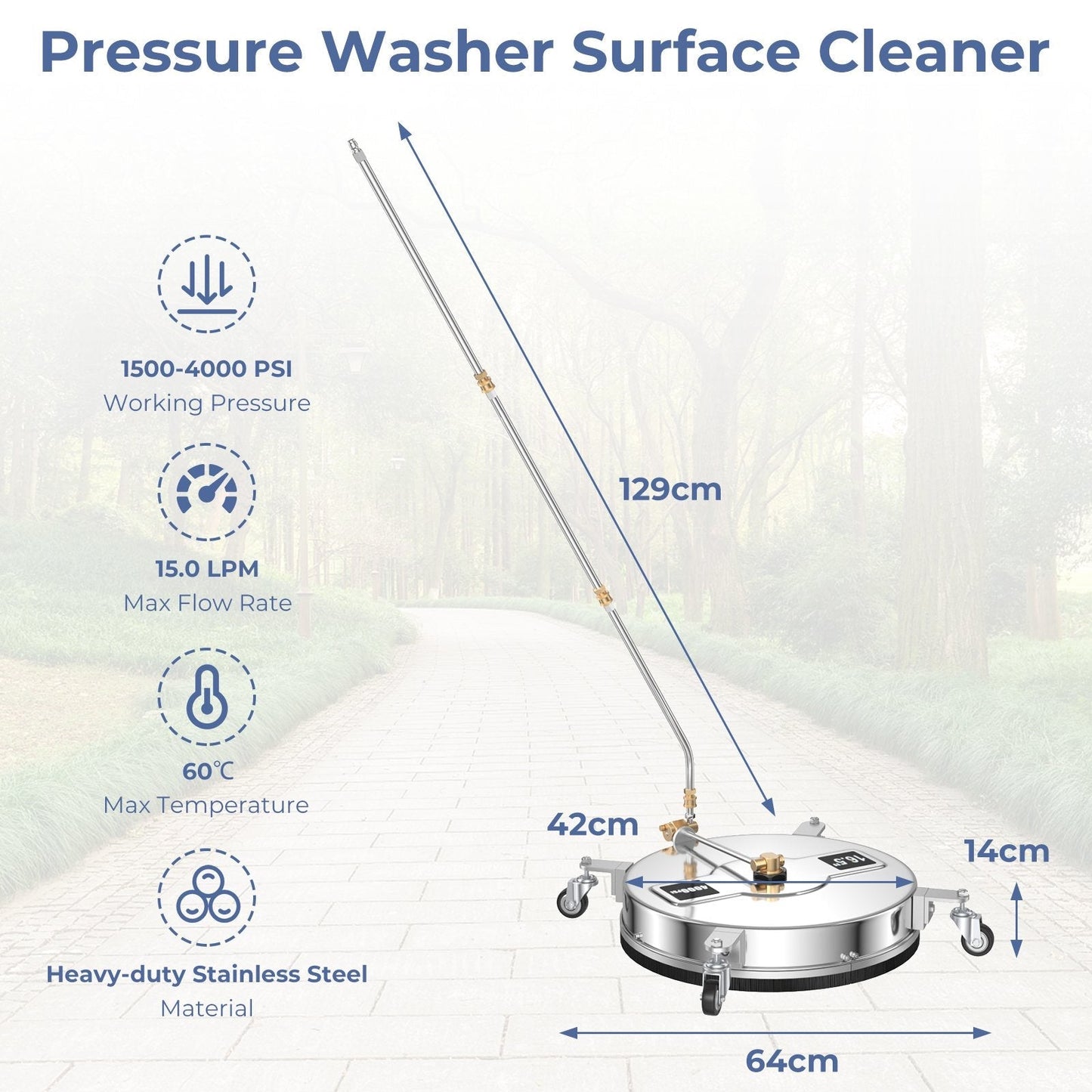 67cm Pressure Washer Surface Cleaner with Casters