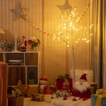 Silver Christmas Twig Tree with Warm White LED Lights for Indoor Decoration