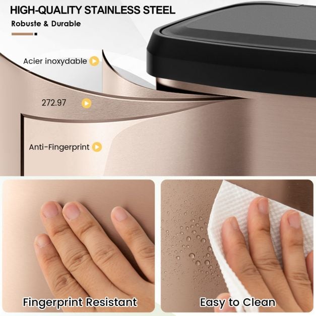 68L Step Trash Can with Soft Close Lid and Deodorizer Compartment-Golden