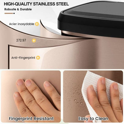 68L Step Trash Can with Soft Close Lid and Deodorizer Compartment-Golden