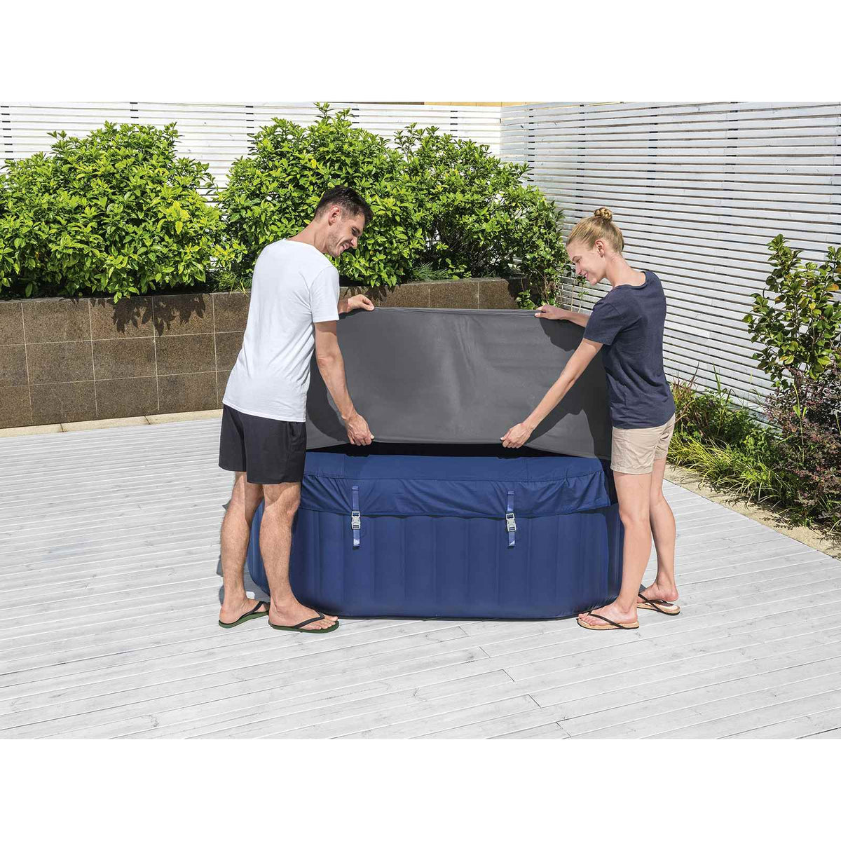Bestway Spa Cover PVC and POM Grey 180 x 180 x 71 cm